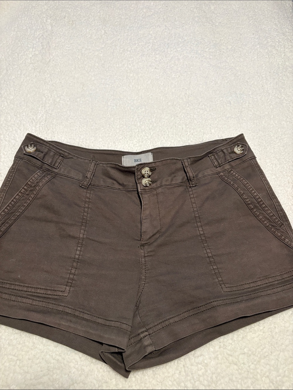 BKE Women's Dark Brown High-Waist Utility Shorts